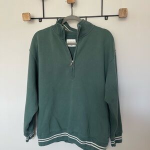 Abercrombie Sunday Half-Zip Sweatshirt - Green and White